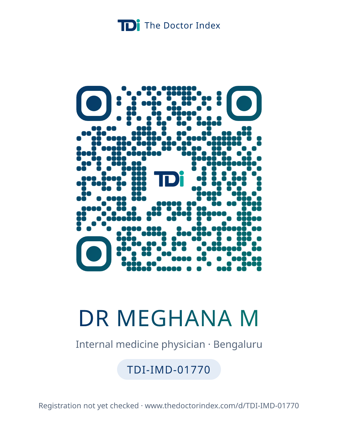 QR card for Dr Meghana M, TDI-IMD-01770