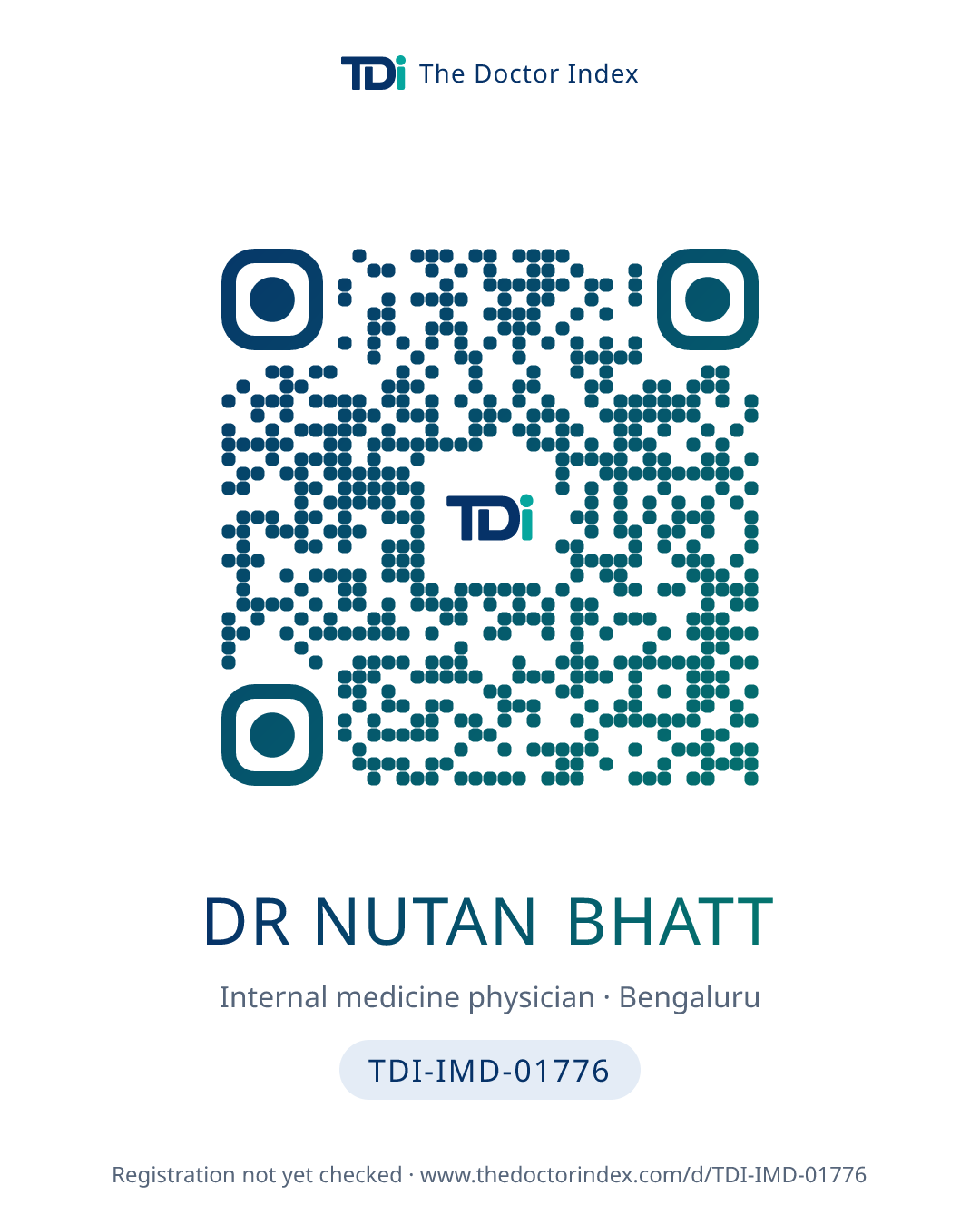 QR card for Dr Nutan Bhatt, TDI-IMD-01776