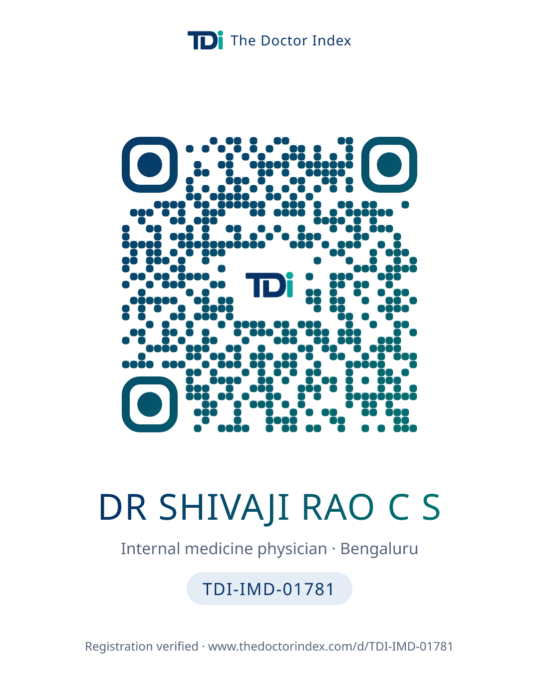 QR card for Dr Shivaji Rao C S, TDI-IMD-01781