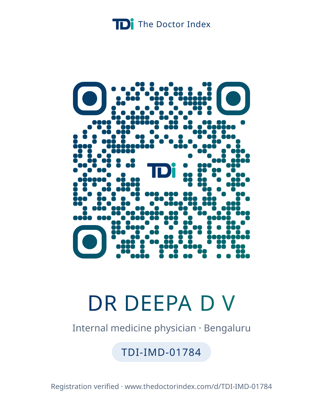 QR card for Dr Deepa D V, TDI-IMD-01784