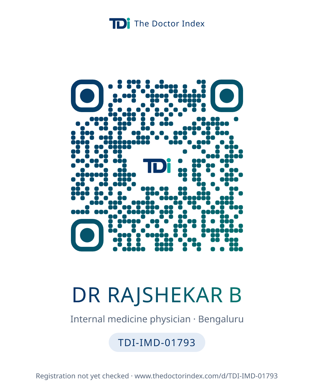 QR card for Dr Rajshekar B, TDI-IMD-01793