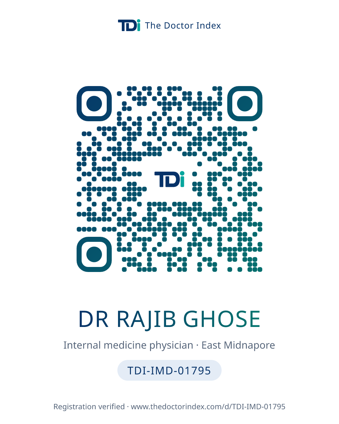 QR card for Dr Rajib Ghose, TDI-IMD-01795