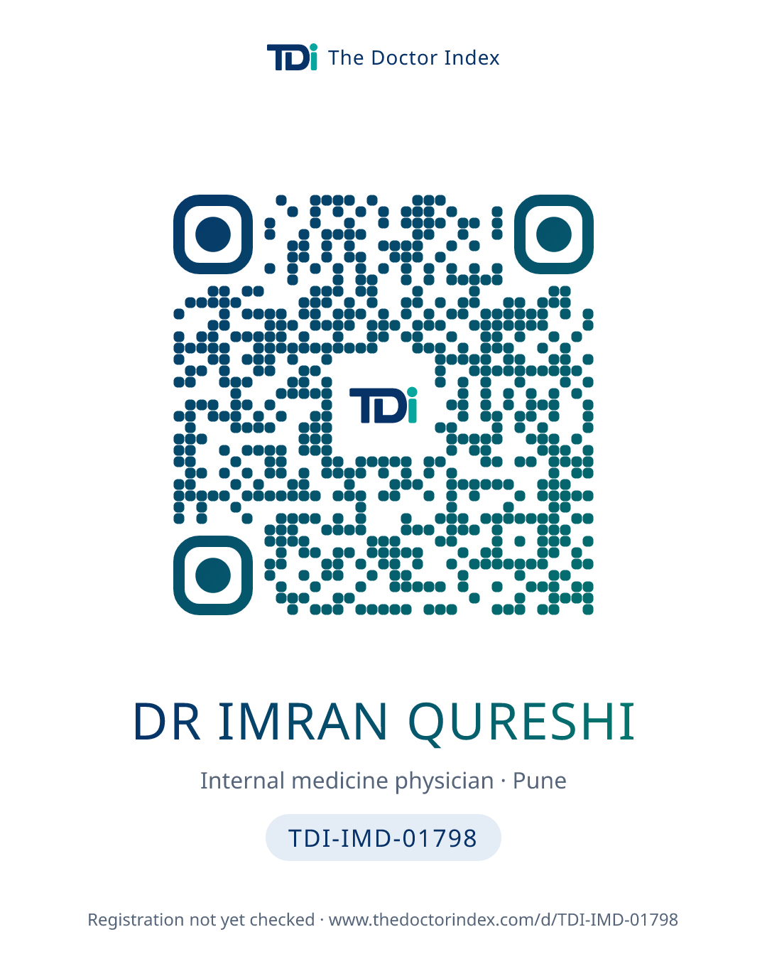 QR card for Dr Imran Qureshi, TDI-IMD-01798