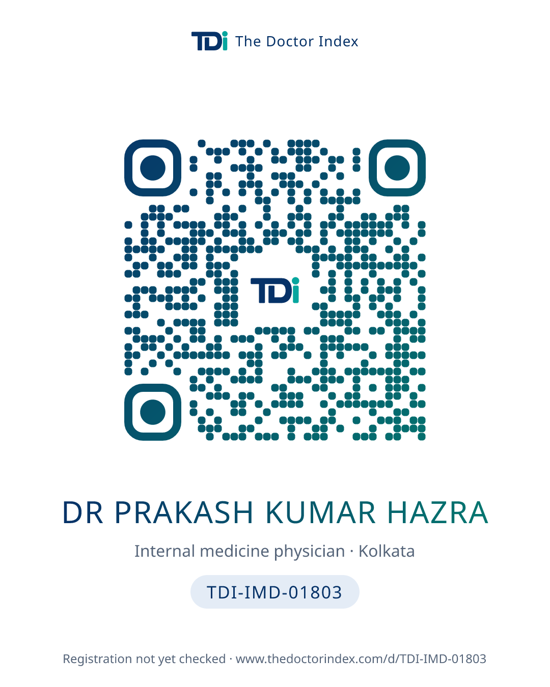 QR card for Dr Prakash Kumar Hazra, TDI-IMD-01803
