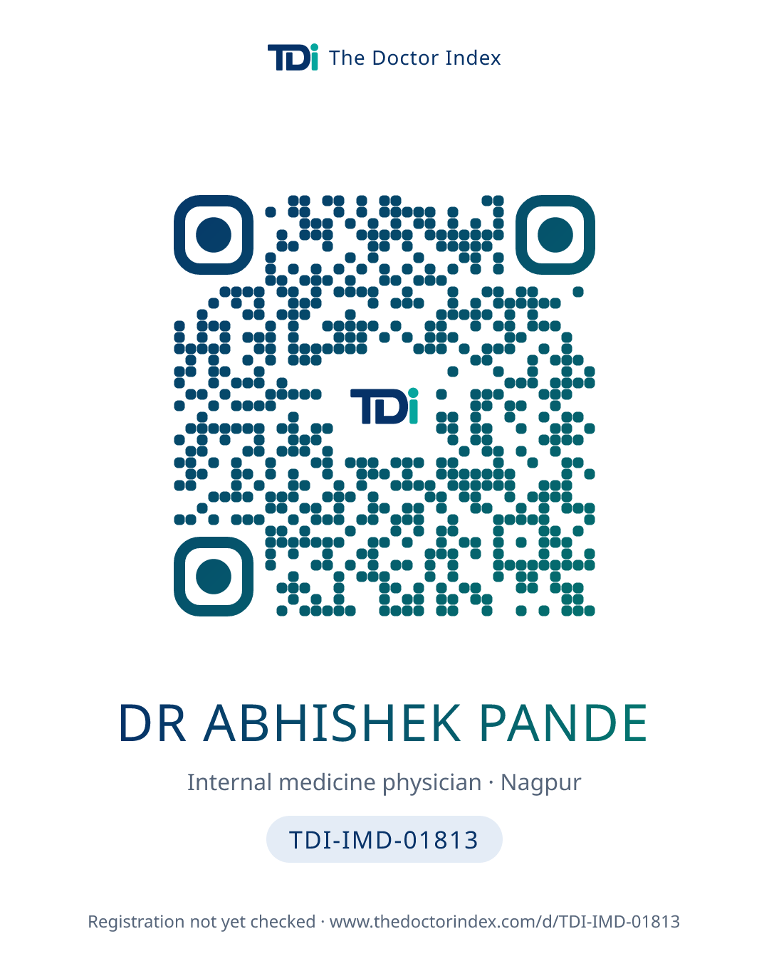 QR card for Dr Abhishek Pande, TDI-IMD-01813