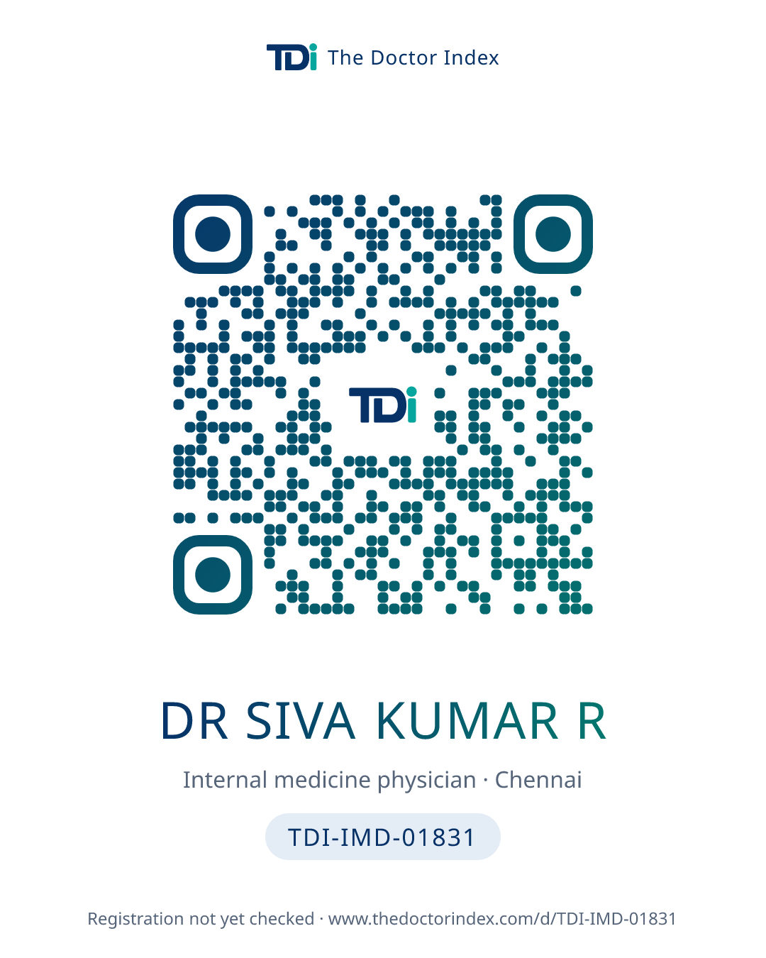 QR card for Dr Siva Kumar R, TDI-IMD-01831