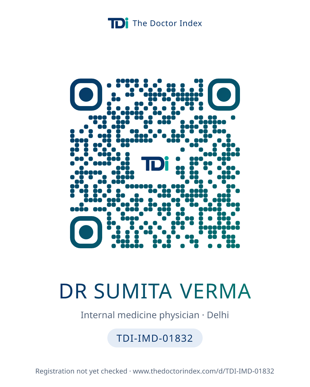 QR card for Dr Sumita Verma, TDI-IMD-01832