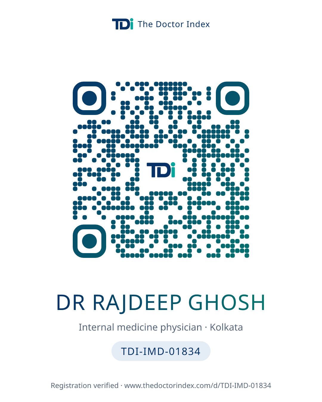 QR card for Dr Rajdeep Ghosh, TDI-IMD-01834