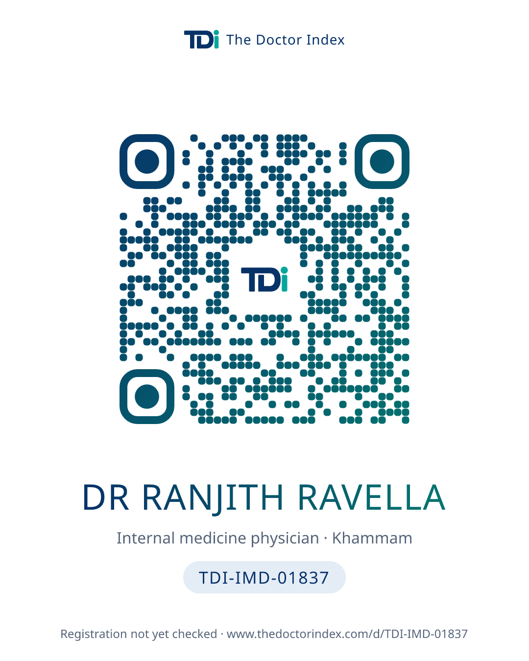 QR card for Dr Ranjith Ravella, TDI-IMD-01837