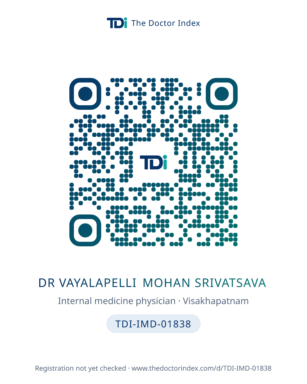 QR card for Dr Vayalapelli Mohan Srivatsava, TDI-IMD-01838