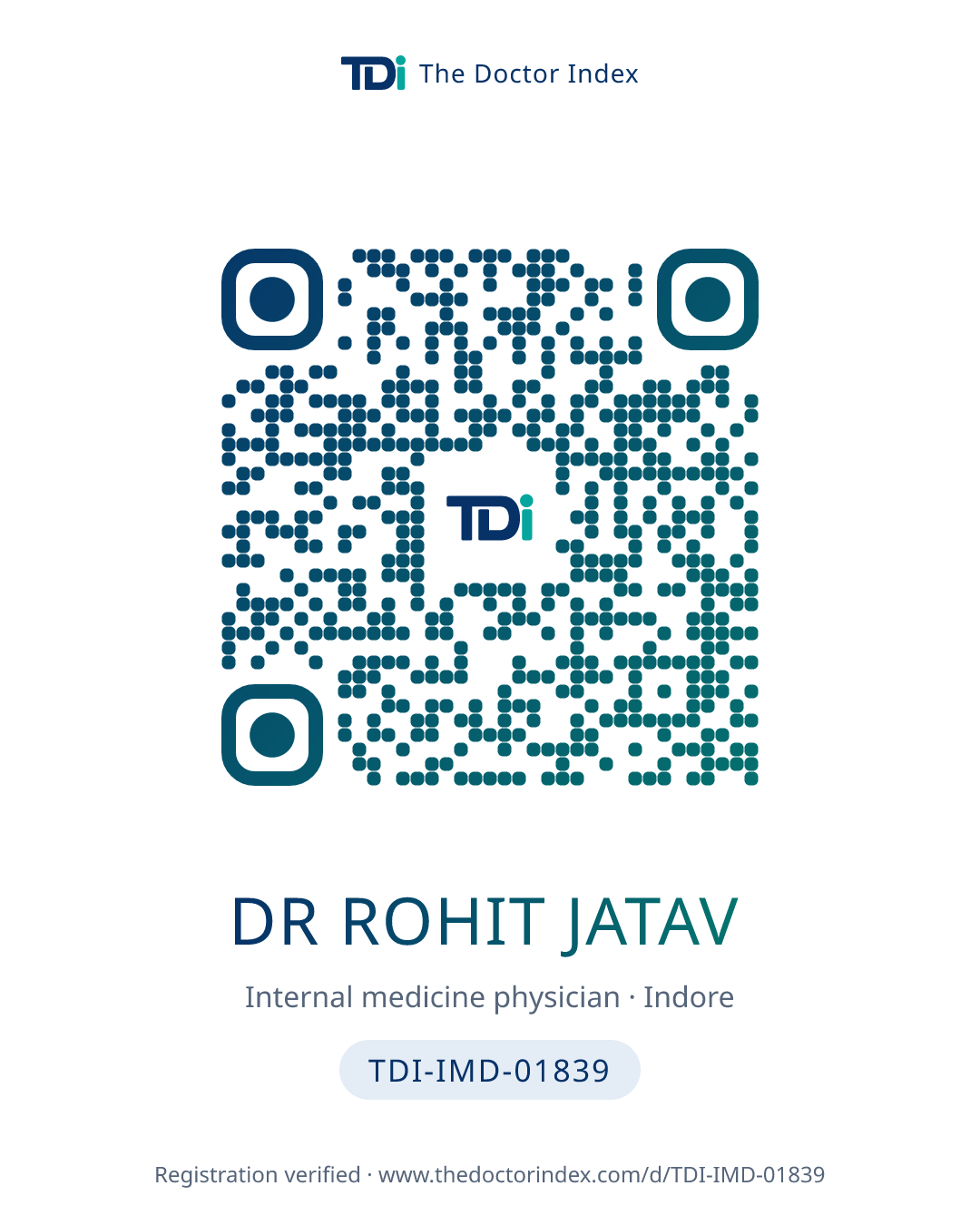 QR card for Dr Rohit Jatav, TDI-IMD-01839