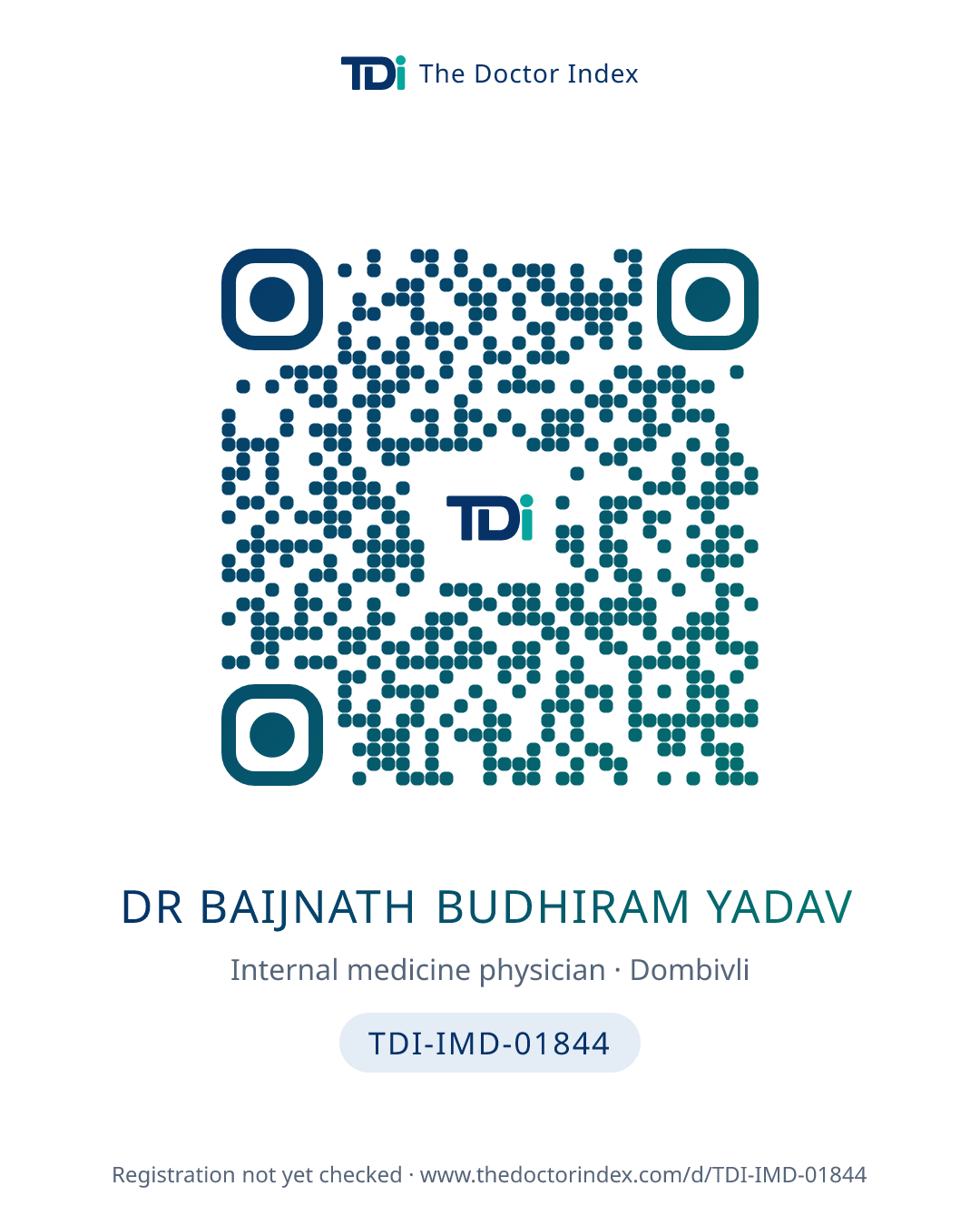 QR card for Dr Baijnath Budhiram Yadav, TDI-IMD-01844