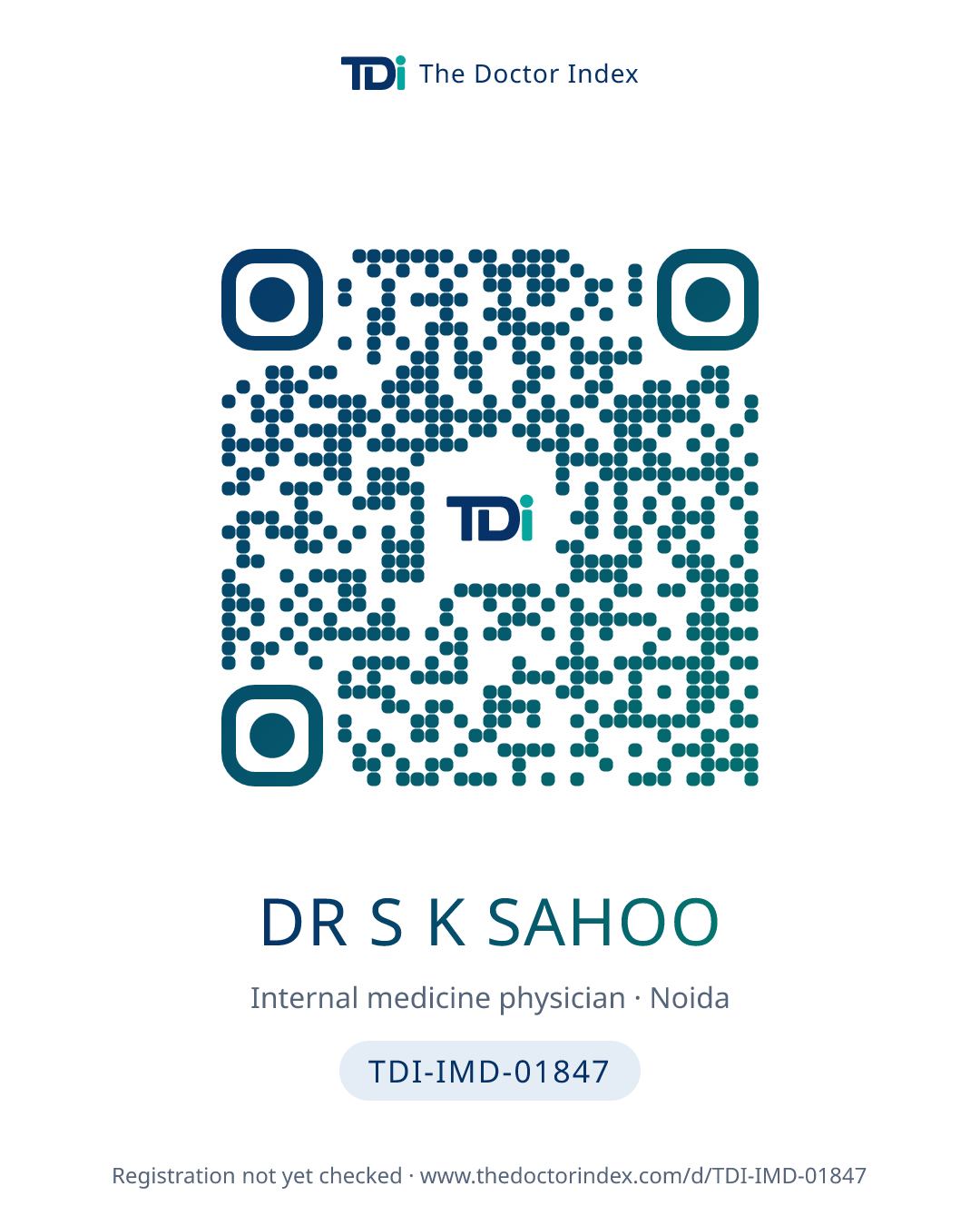 QR card for Dr S K Sahoo, TDI-IMD-01847