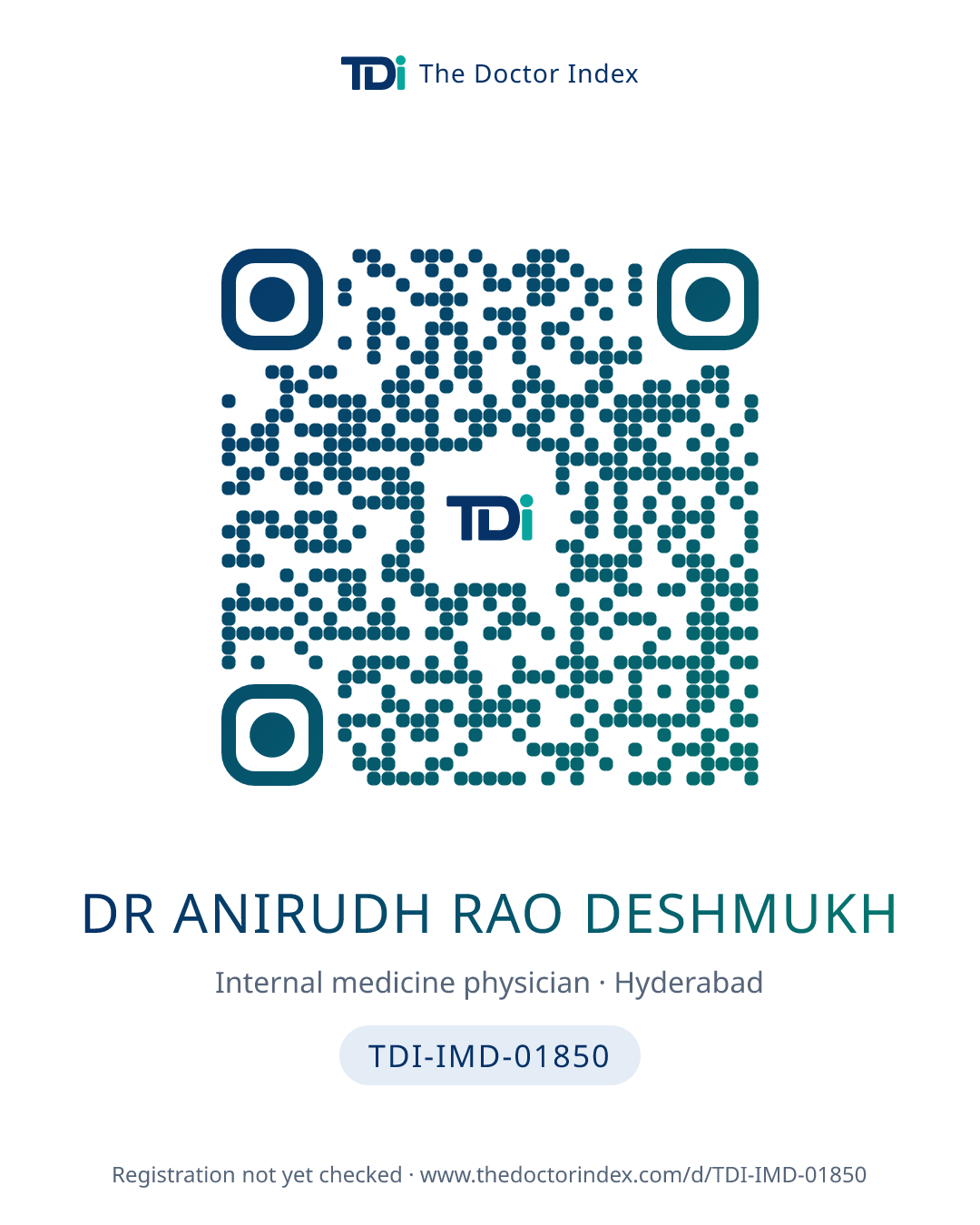 QR card for Dr Anirudh Rao Deshmukh, TDI-IMD-01850