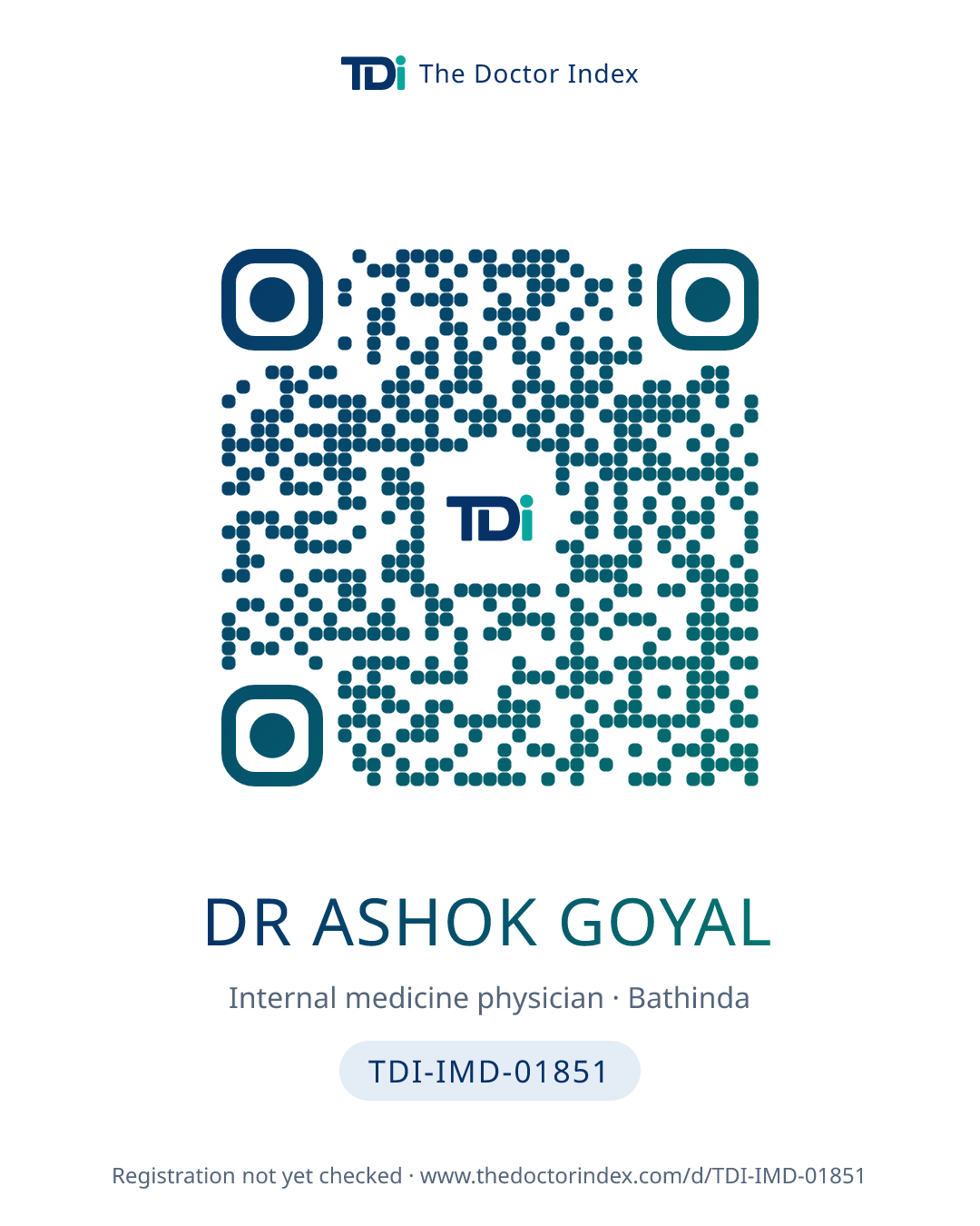 QR card for Dr Ashok Goyal, TDI-IMD-01851
