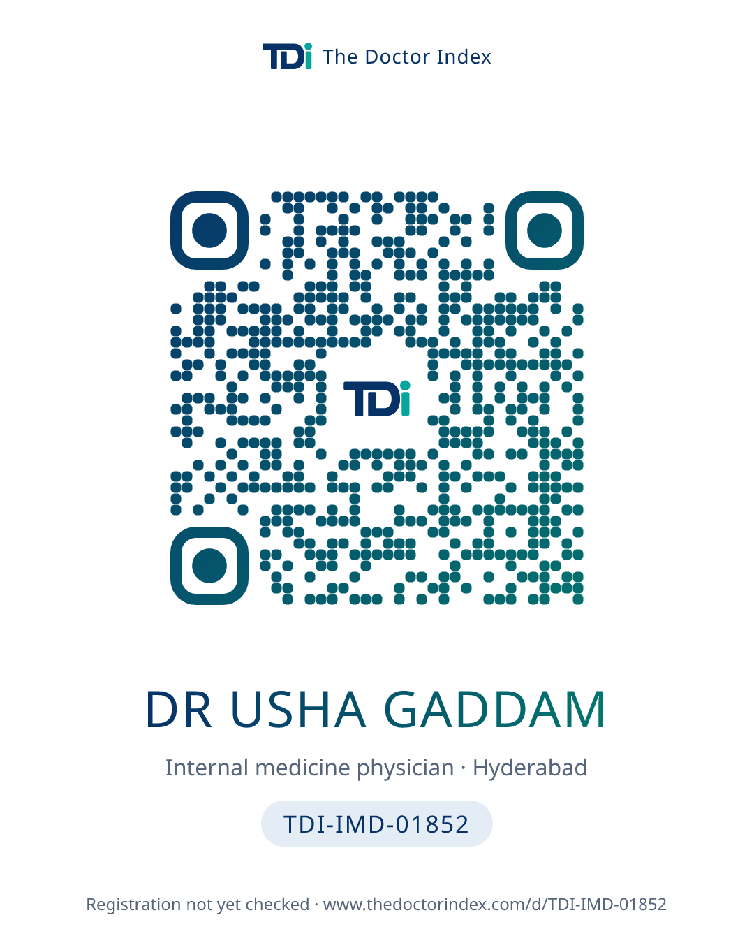 QR card for Dr Usha Gaddam, TDI-IMD-01852