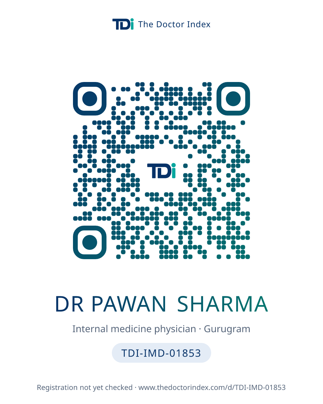 QR card for Dr Pawan Sharma, TDI-IMD-01853