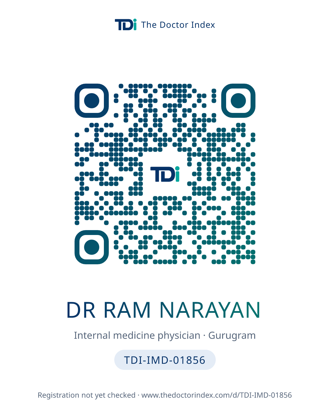 QR card for Dr Ram Narayan, TDI-IMD-01856