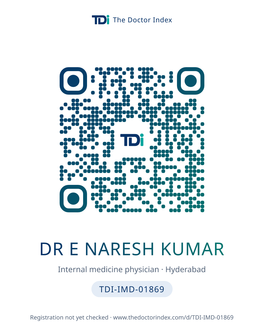 QR card for Dr E Naresh Kumar, TDI-IMD-01869