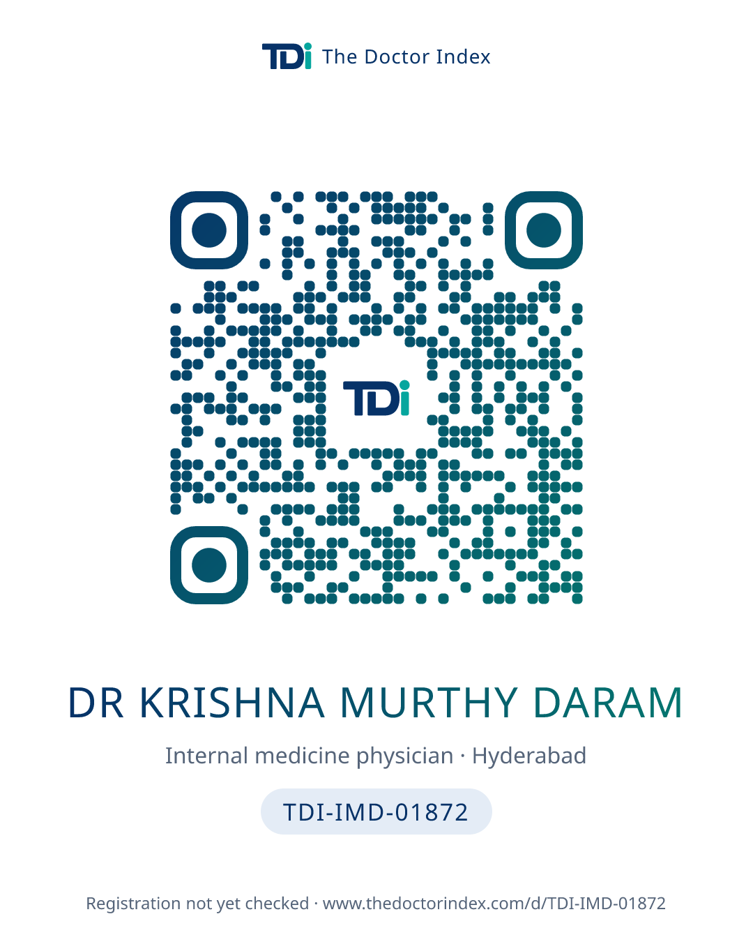 QR card for Dr Krishna Murthy Daram, TDI-IMD-01872