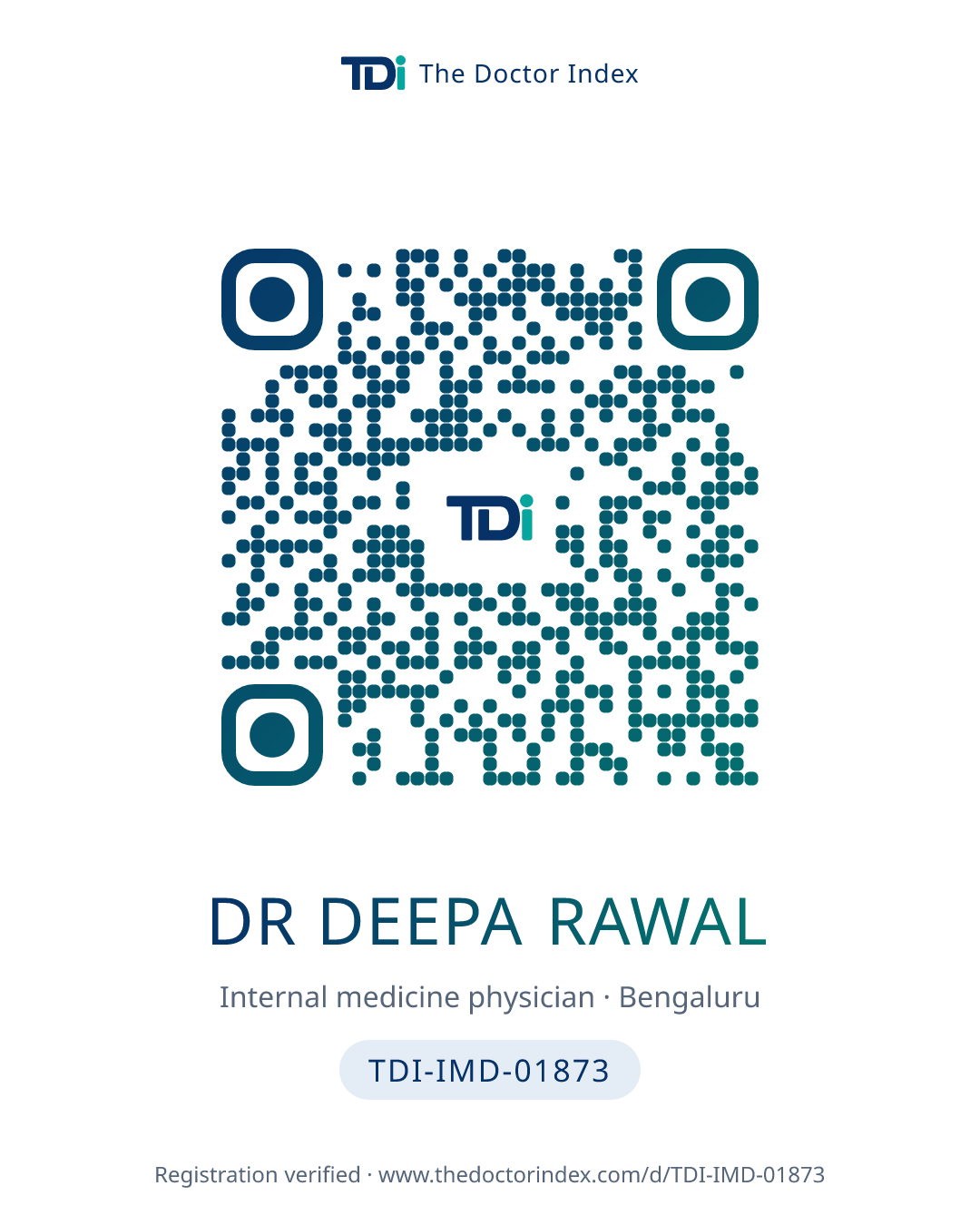 QR card for Dr Deepa Rawal, TDI-IMD-01873