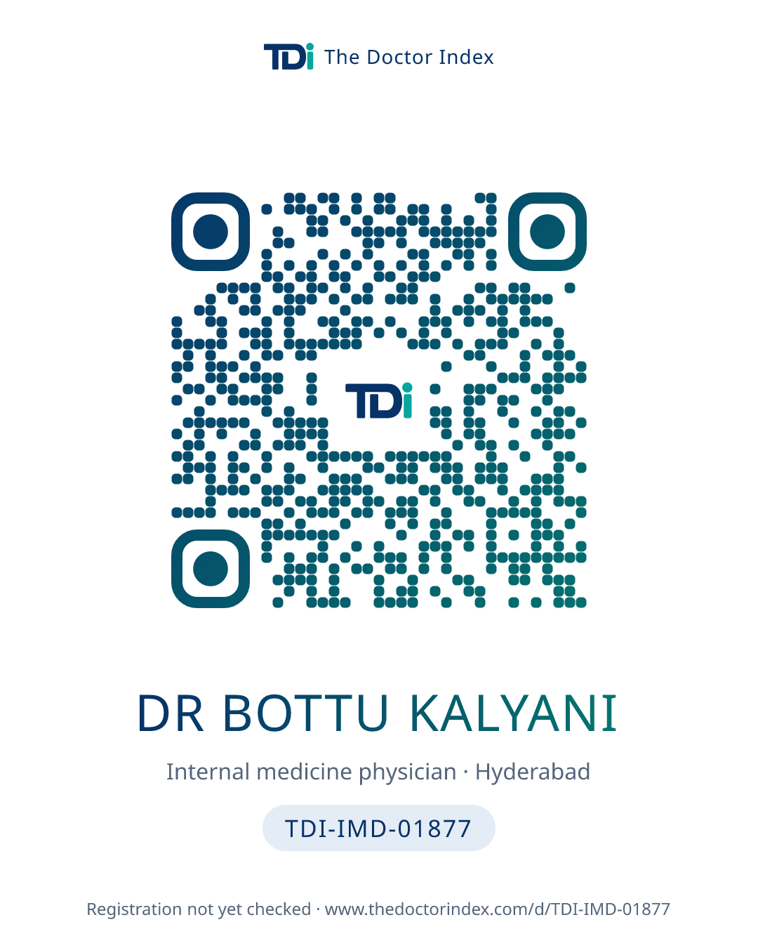 QR card for Dr Bottu Kalyani, TDI-IMD-01877