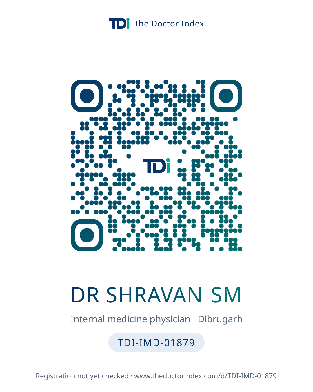 QR card for Dr Shravan Sm, TDI-IMD-01879