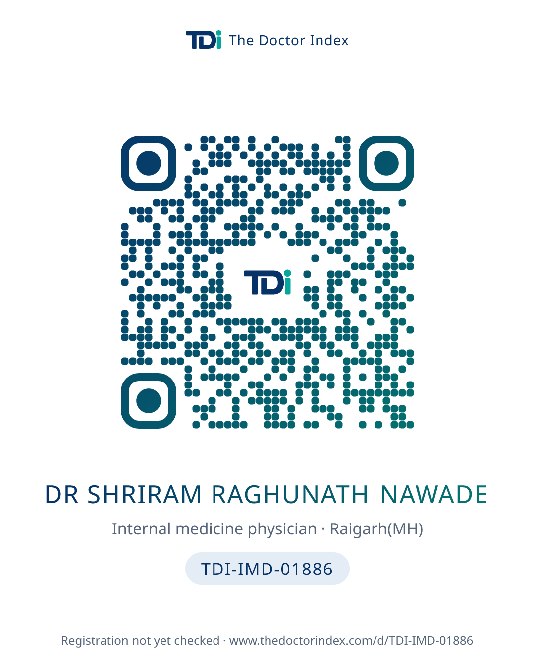 QR card for Dr Shriram Raghunath Nawade, TDI-IMD-01886