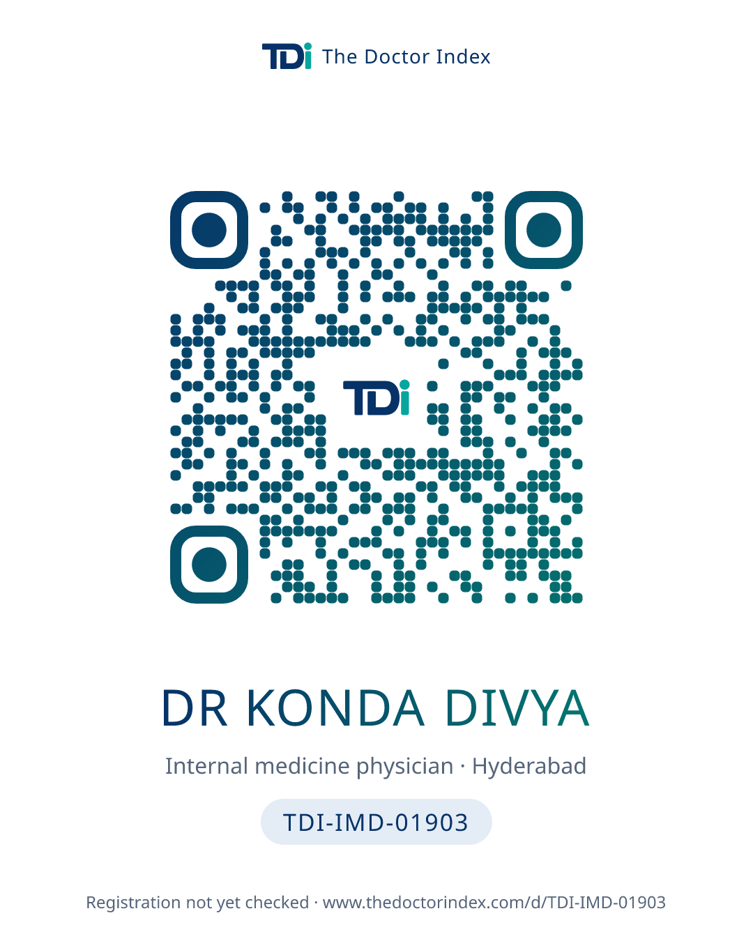 QR card for Dr Konda Divya, TDI-IMD-01903