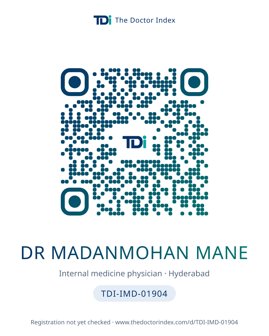 QR card for Dr Madanmohan Mane, TDI-IMD-01904