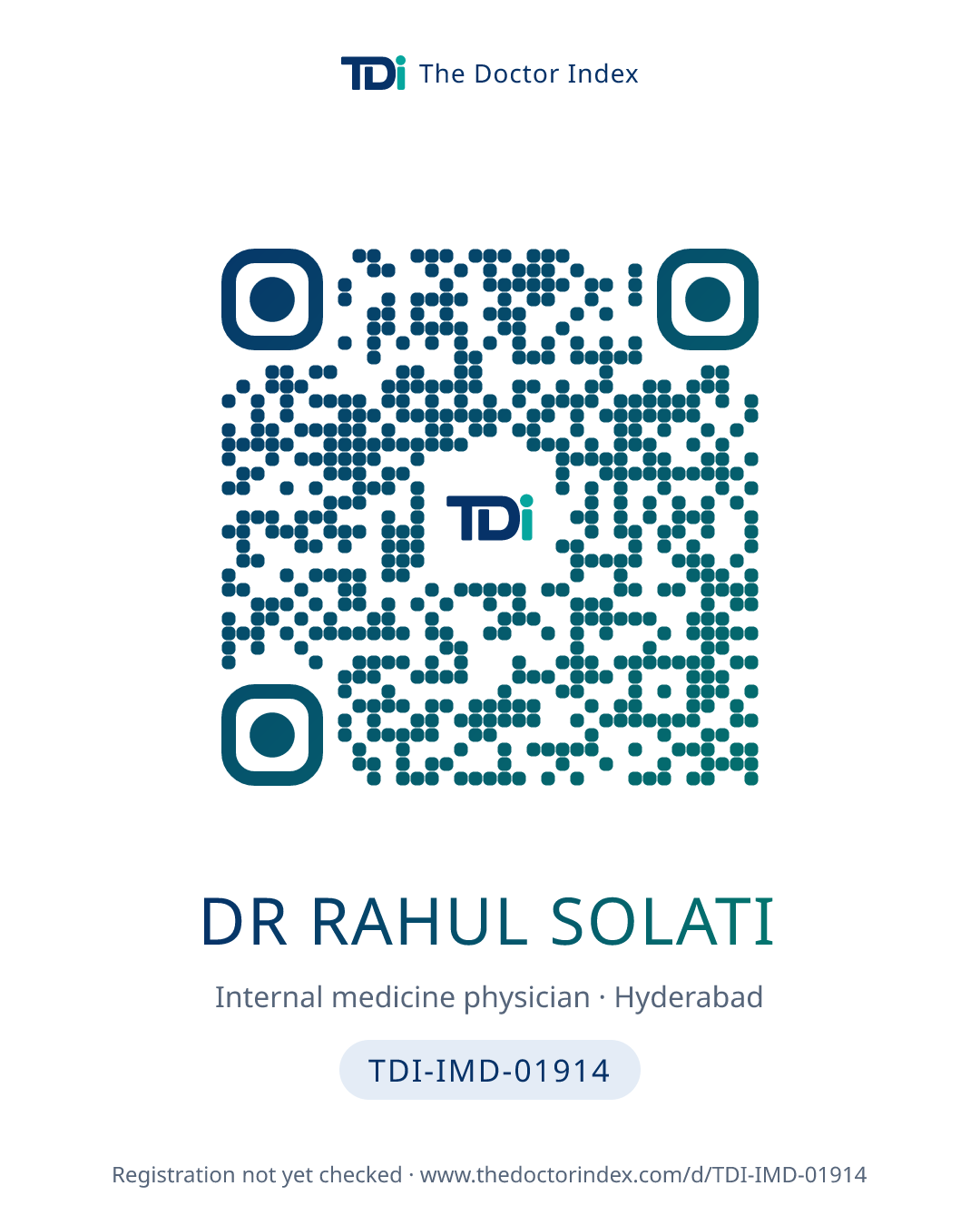 QR card for Dr Rahul Solati, TDI-IMD-01914