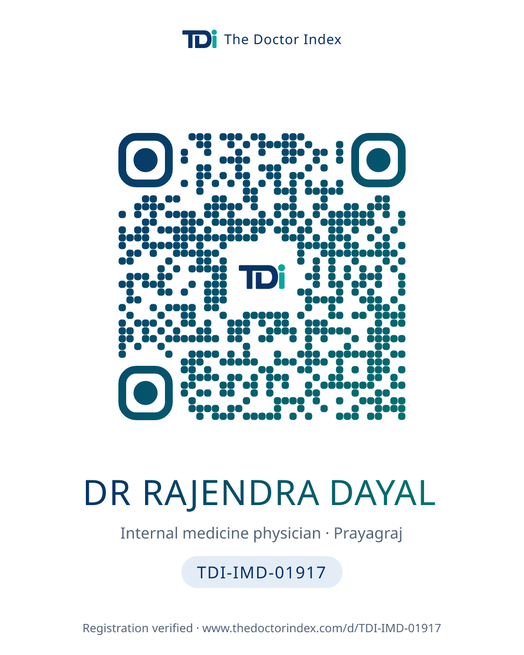 QR card for Dr Rajendra Dayal, TDI-IMD-01917
