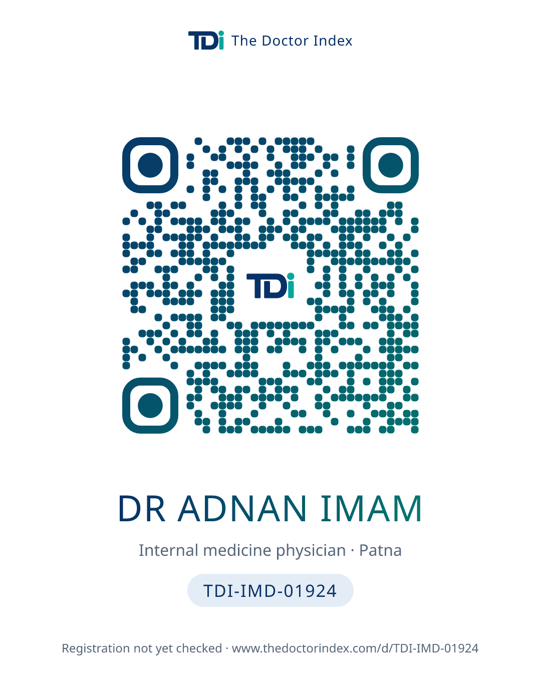 QR card for Dr Adnan Imam, TDI-IMD-01924