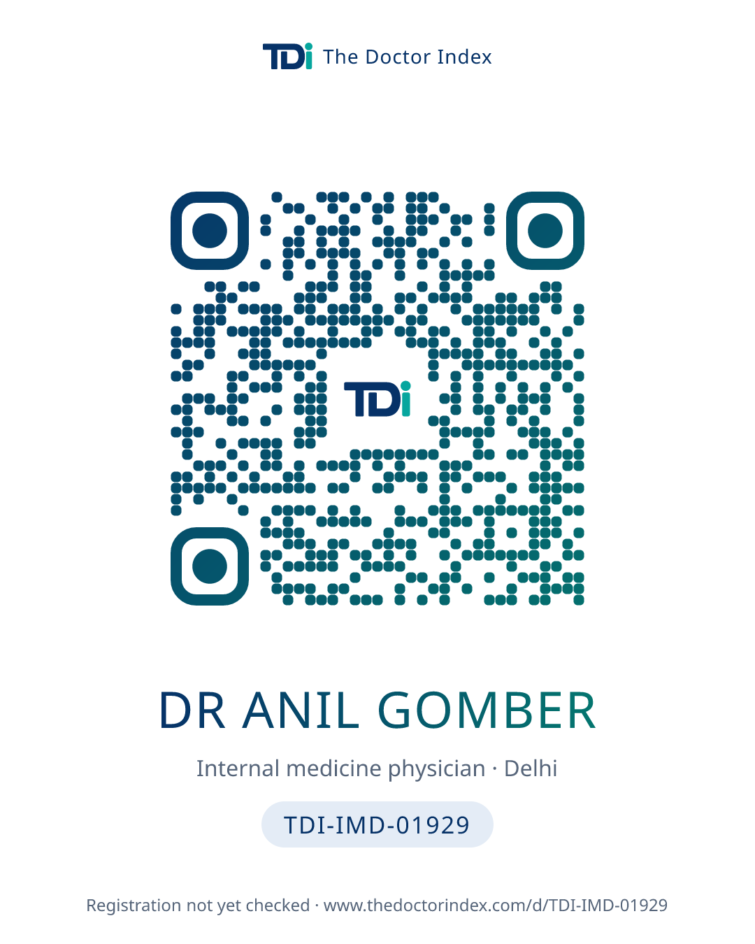 QR card for Dr Anil Gomber, TDI-IMD-01929
