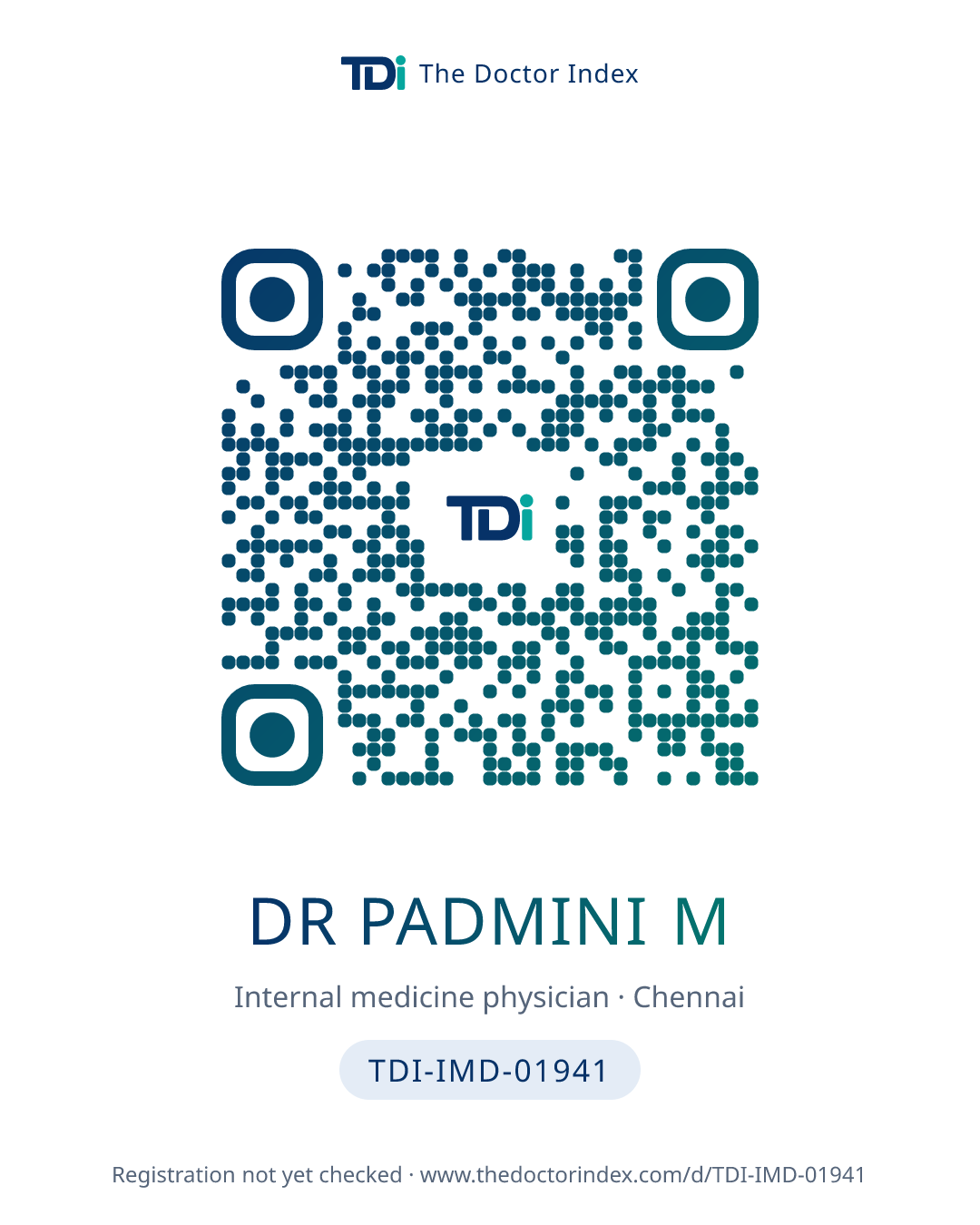QR card for Dr Padmini M, TDI-IMD-01941