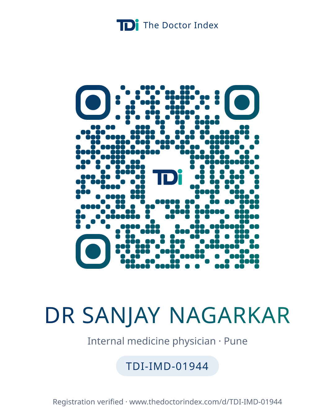 QR card for Dr Sanjay Nagarkar, TDI-IMD-01944