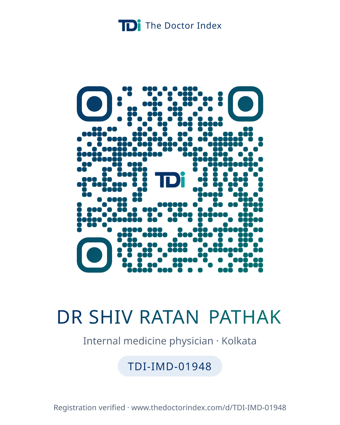 QR card for Dr Shiv Ratan Pathak, TDI-IMD-01948