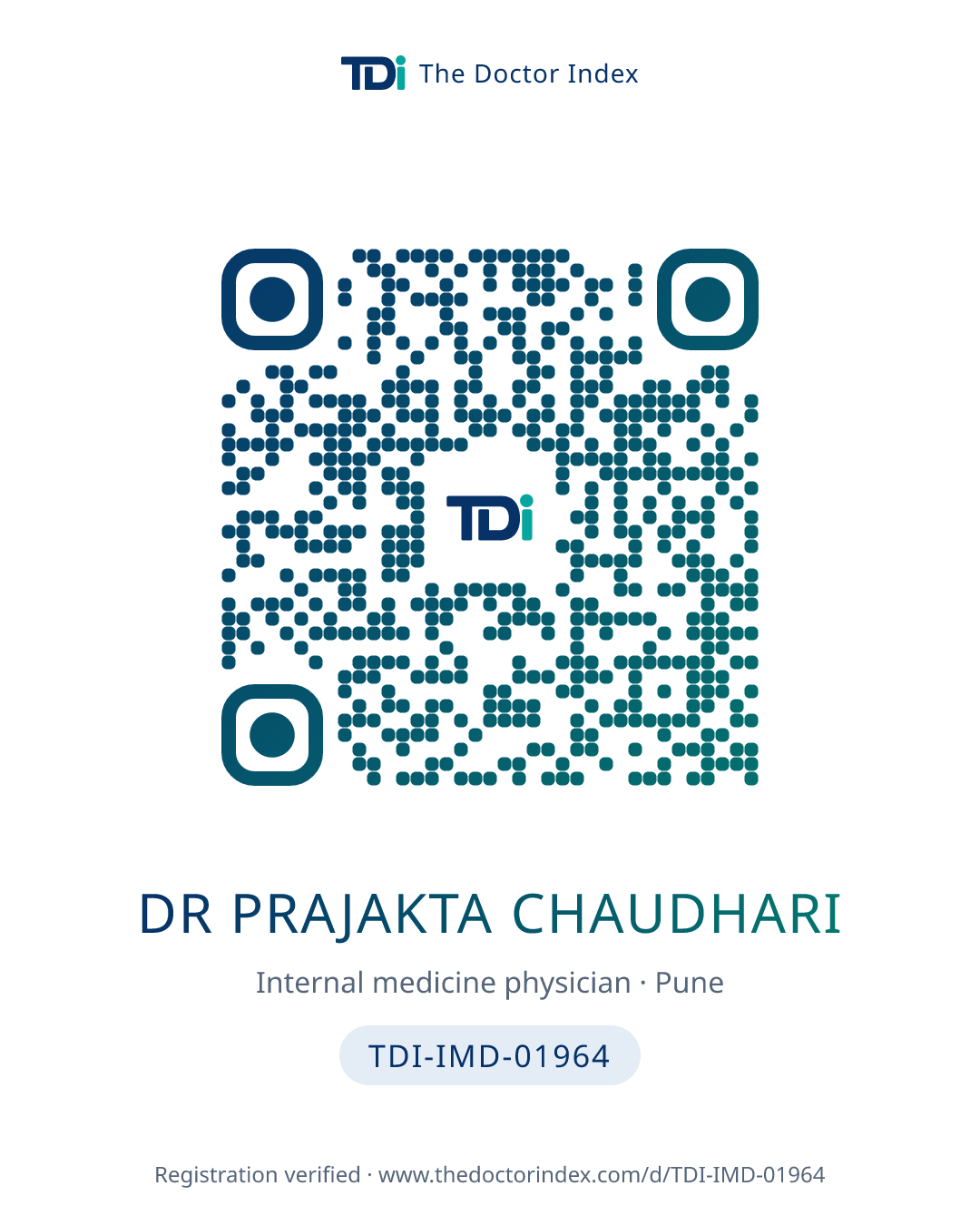 QR card for Dr Prajakta Chaudhari, TDI-IMD-01964
