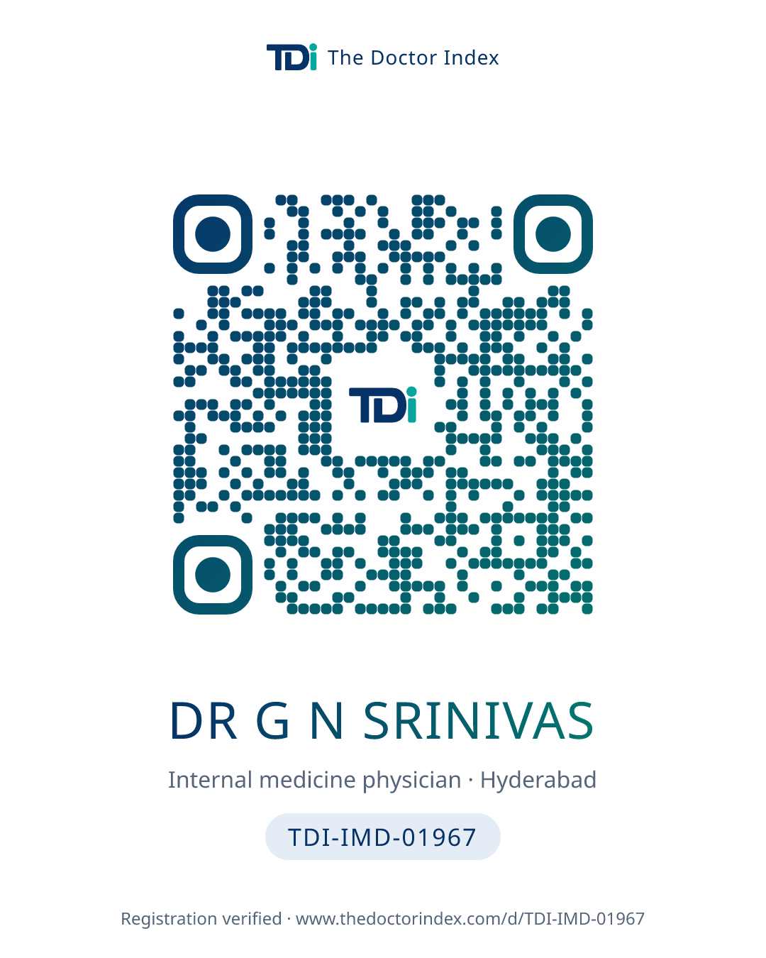 QR card for Dr G N Srinivas, TDI-IMD-01967