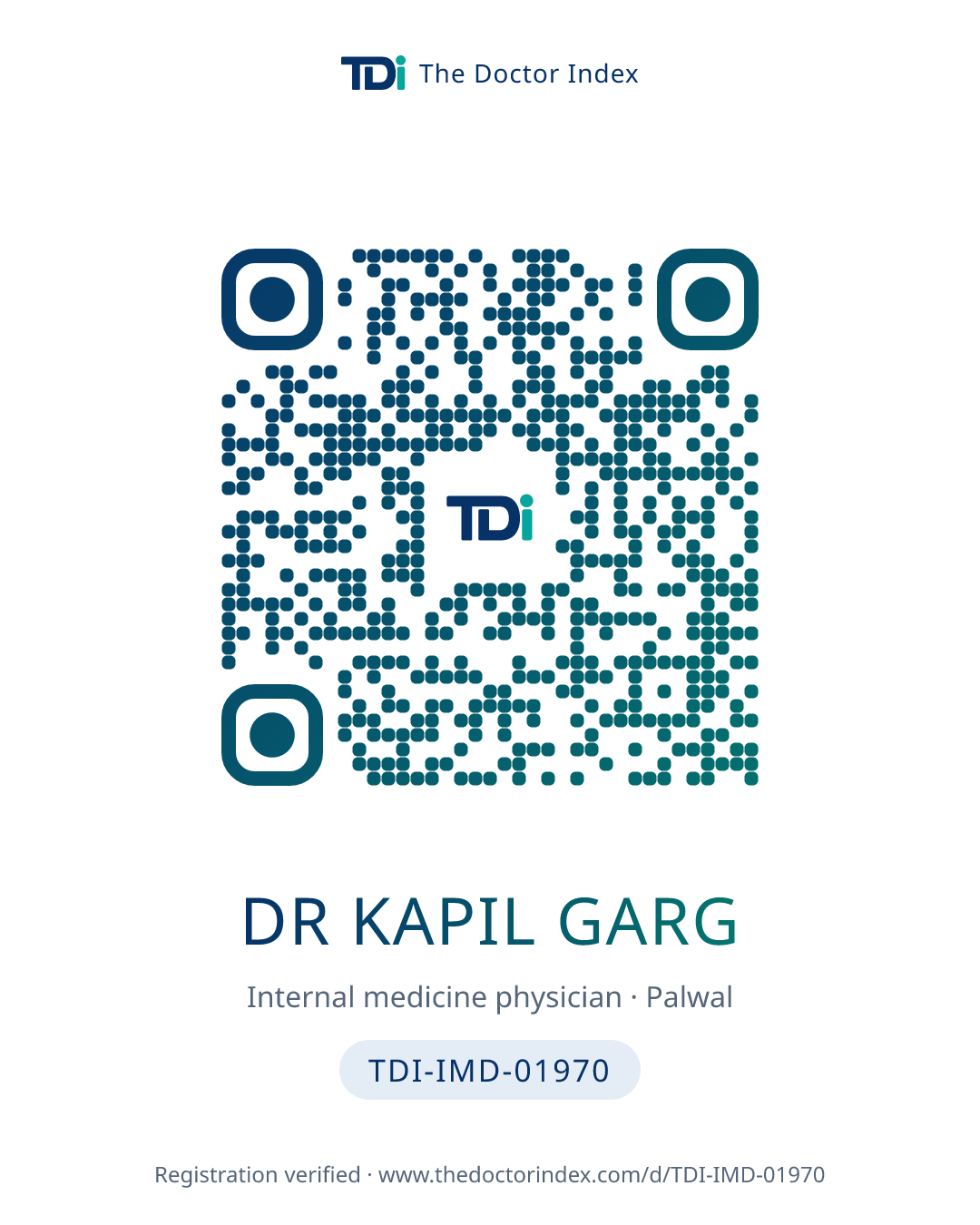 QR card for Dr Kapil Garg, TDI-IMD-01970