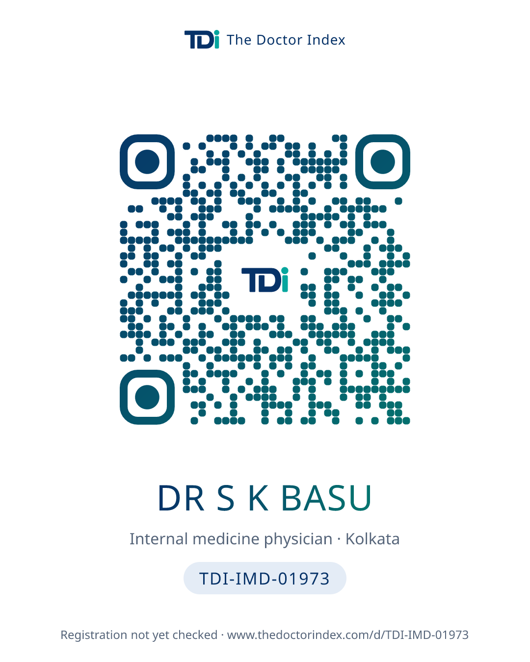 QR card for Dr S K Basu, TDI-IMD-01973