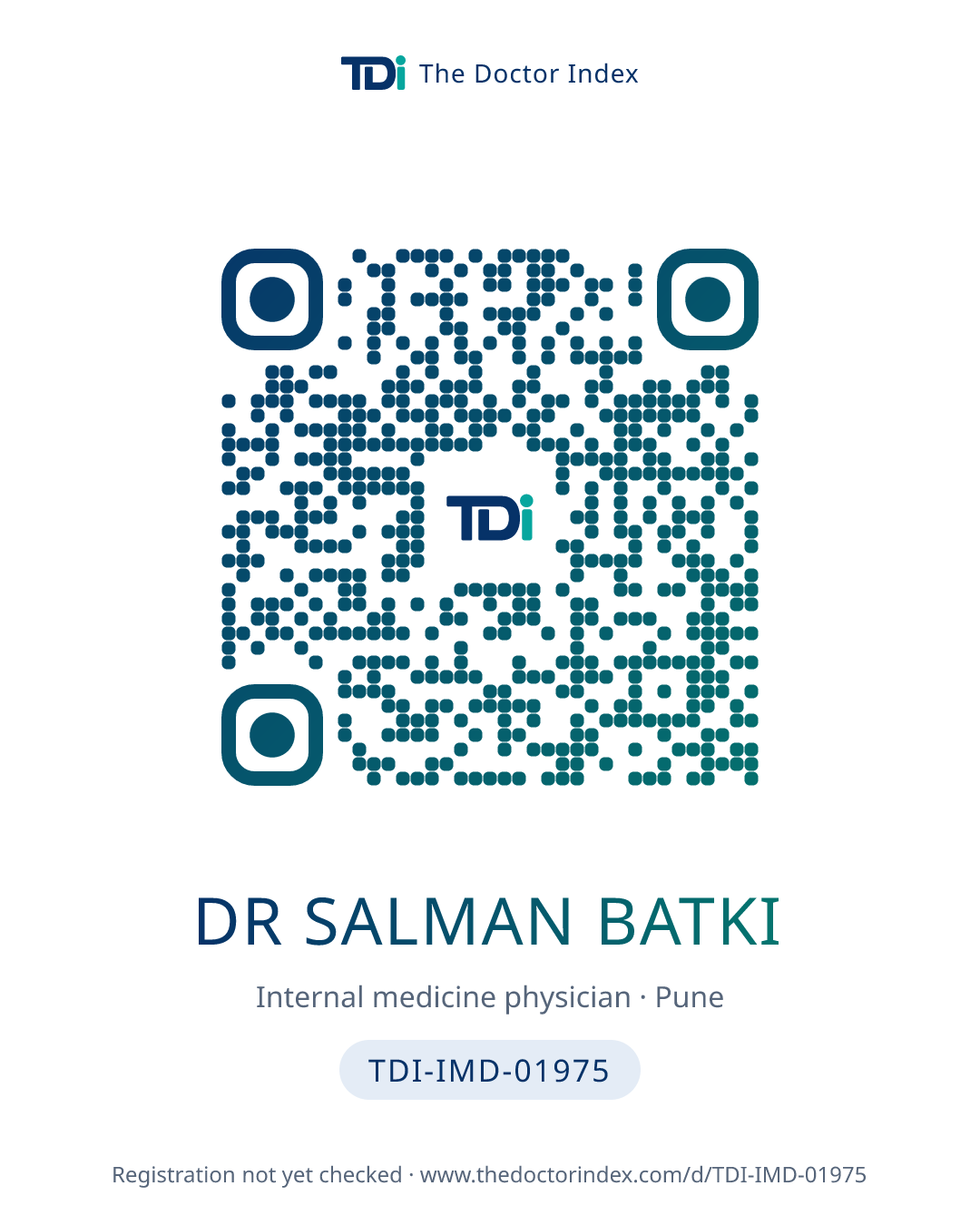 QR card for Dr Salman Batki, TDI-IMD-01975