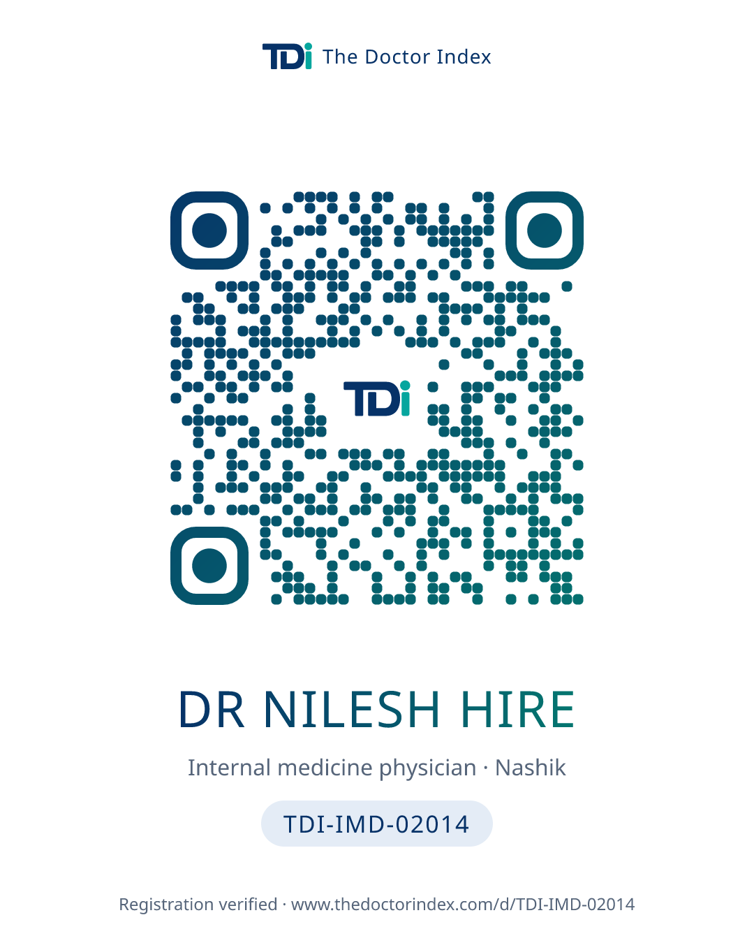 QR card for Dr Nilesh Hire, TDI-IMD-02014