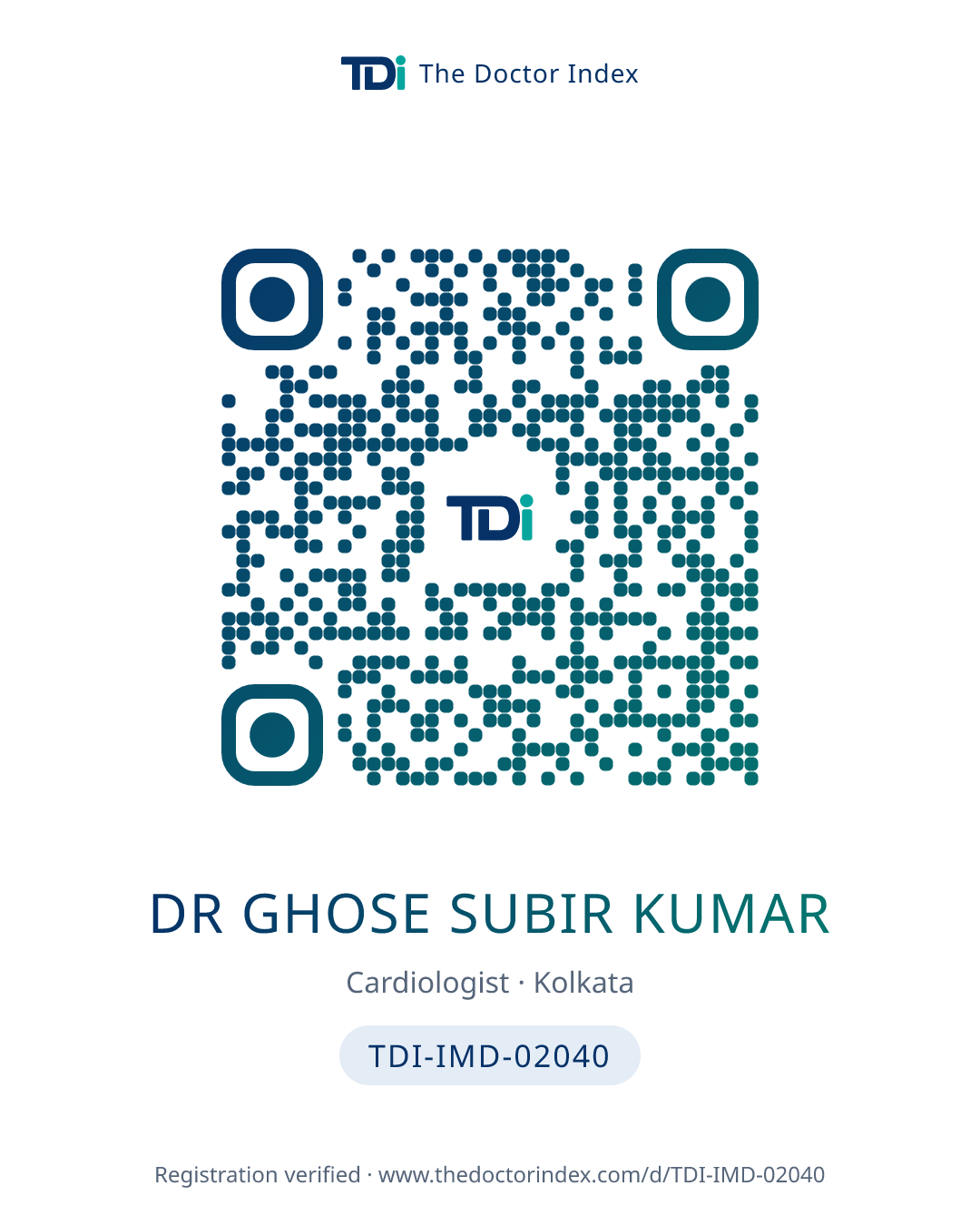 QR card for Dr Ghose Subir Kumar, TDI-IMD-02040