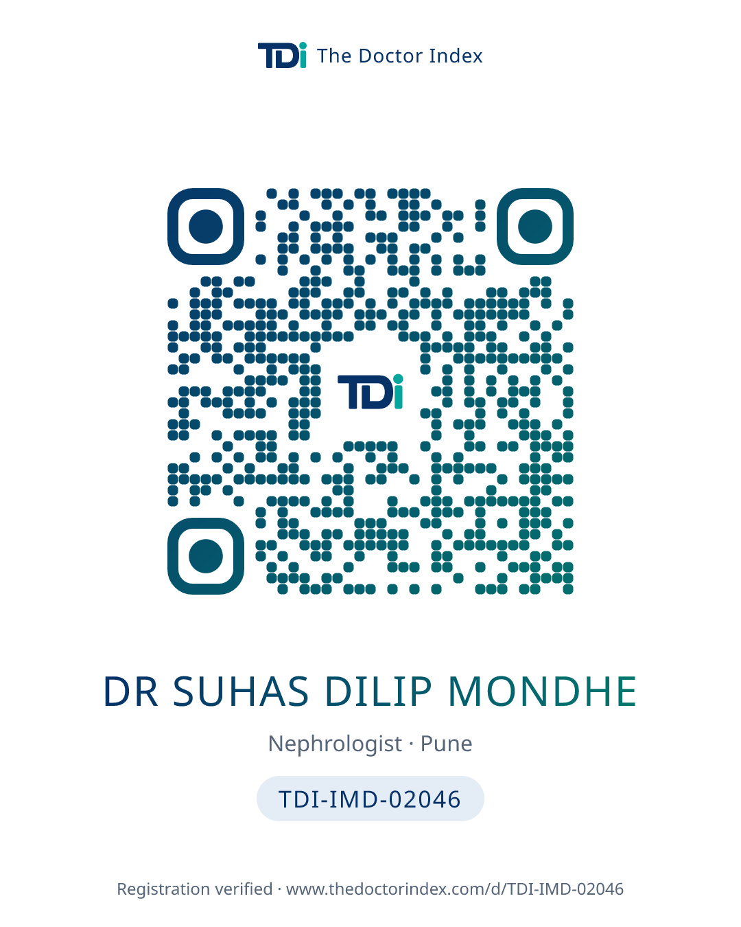QR card for Dr Suhas Dilip Mondhe, TDI-IMD-02046