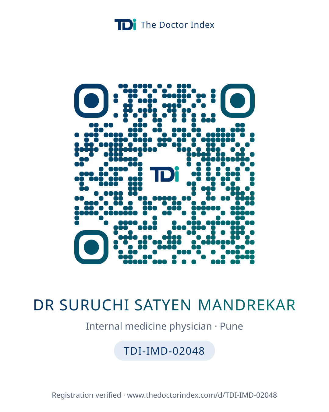 QR card for Dr Suruchi Satyen Mandrekar, TDI-IMD-02048