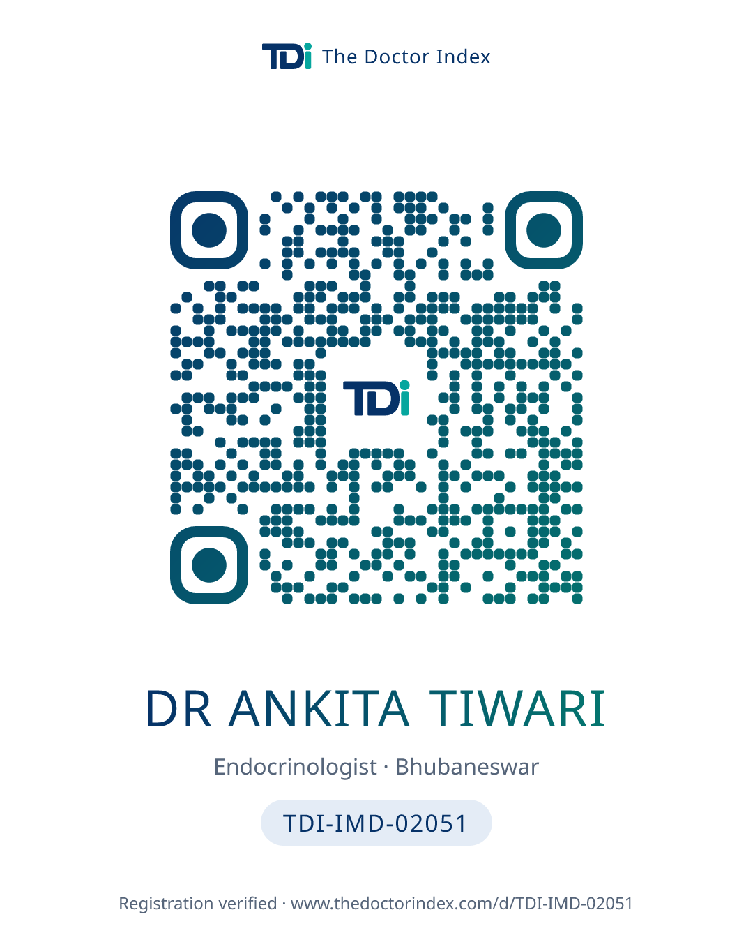 QR card for Dr Ankita Tiwari, TDI-IMD-02051