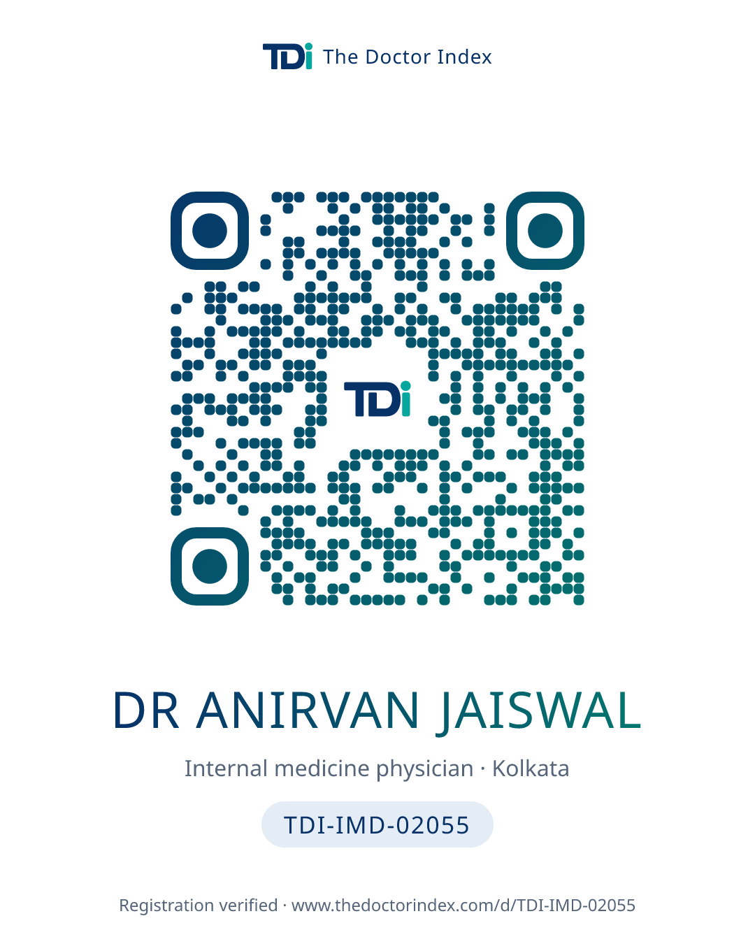 QR card for Dr Anirvan Jaiswal, TDI-IMD-02055