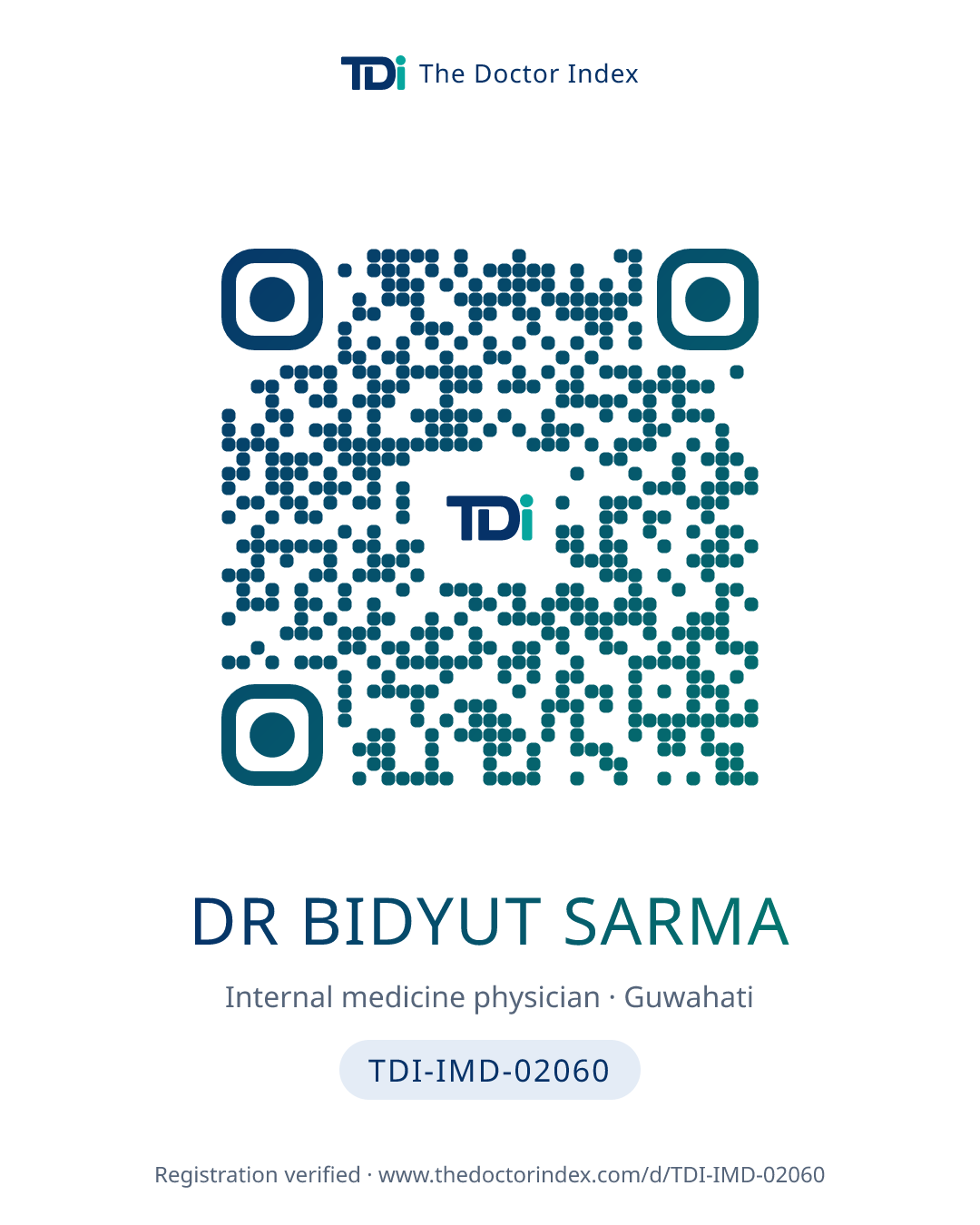 QR card for Dr Bidyut Sarma, TDI-IMD-02060