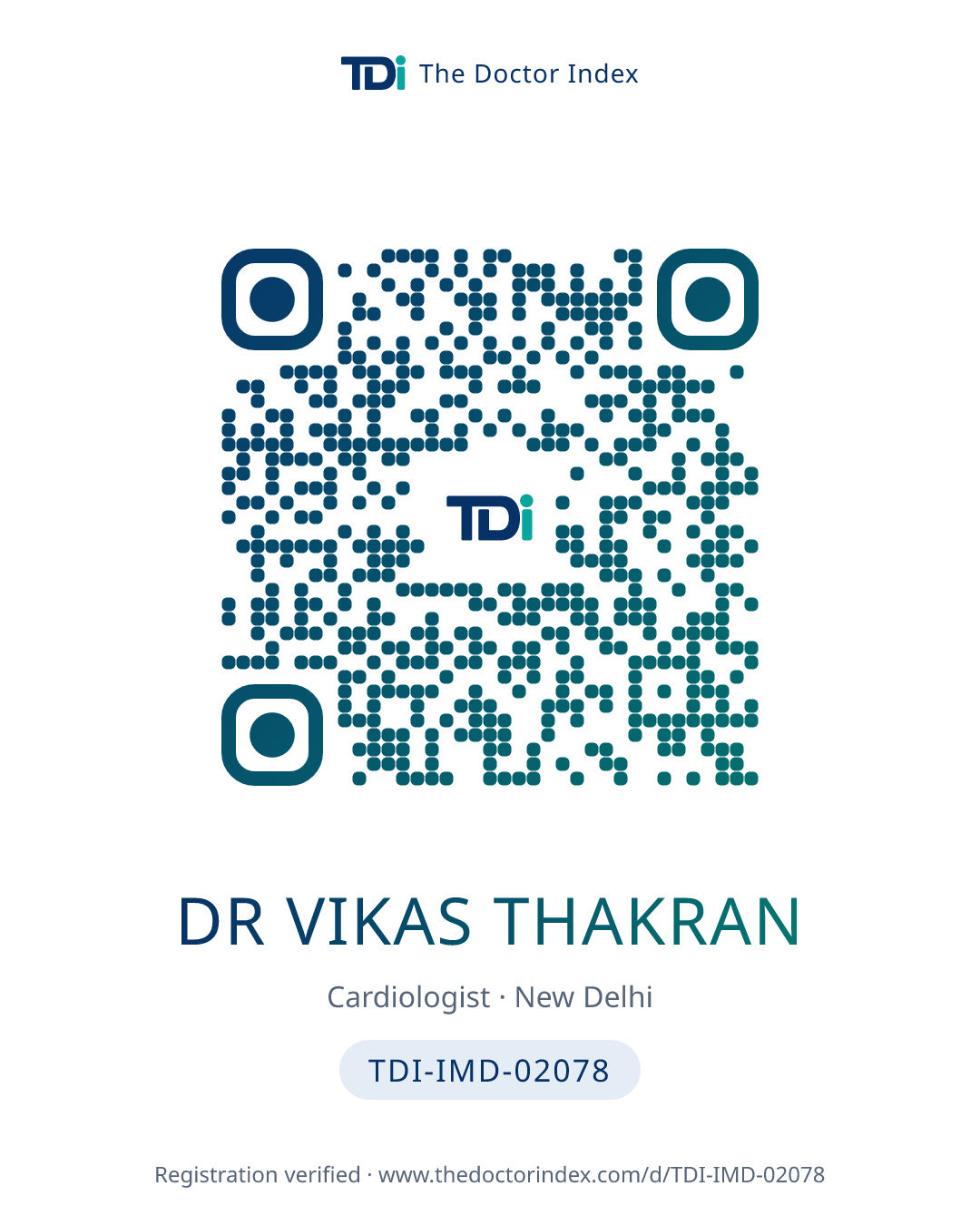QR card for Dr Vikas Thakran, TDI-IMD-02078